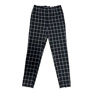 NWT Time & Tru Black Grid Windowpane Ankle Pants Sz 6 Office Dark Academia Goth
